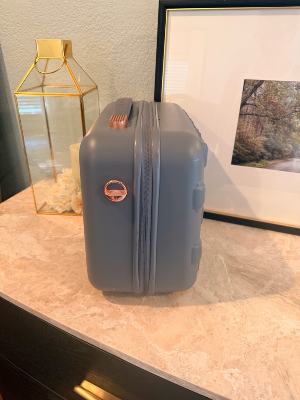 Ted Baker Gray Bow-Embossed Hard Shell Travel Vanity Case with Rose Gold Accent - Picture 4 of 12